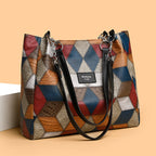 Retro Colorblock Tote Shoulder Bag