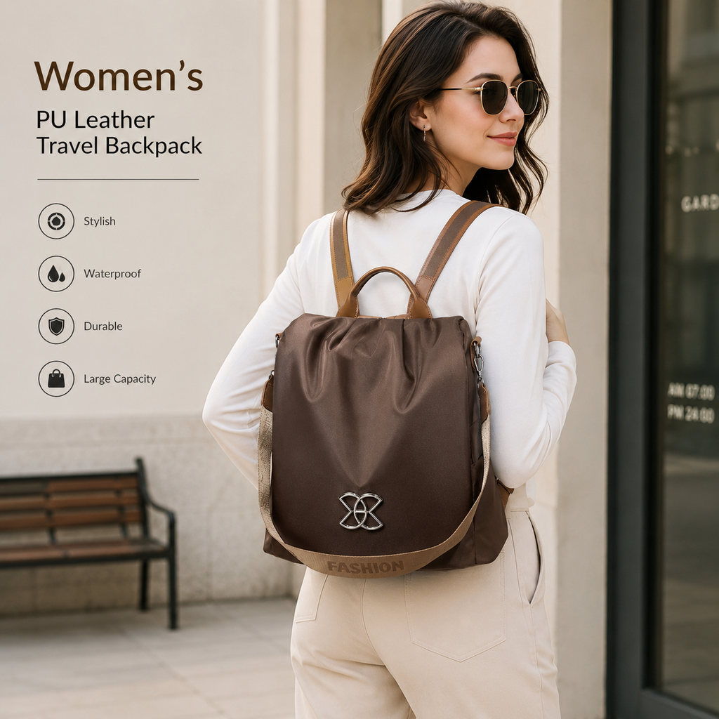 Women's PU Leather Travel Backpack