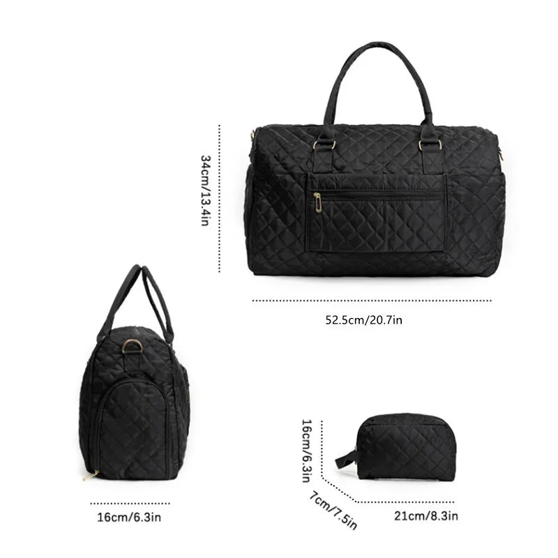 Women's Quilted Travel Bag & Toiletry Set