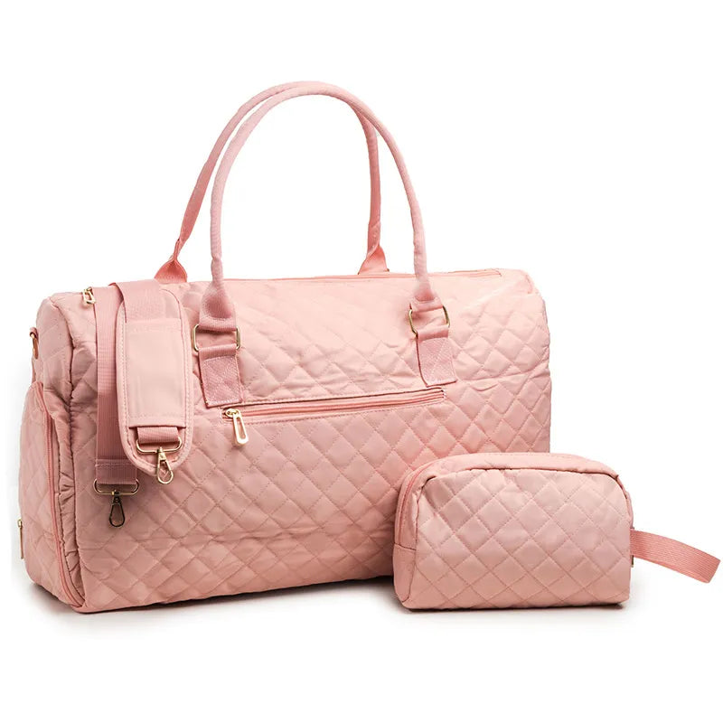 Women's Quilted Travel Bag & Toiletry Set