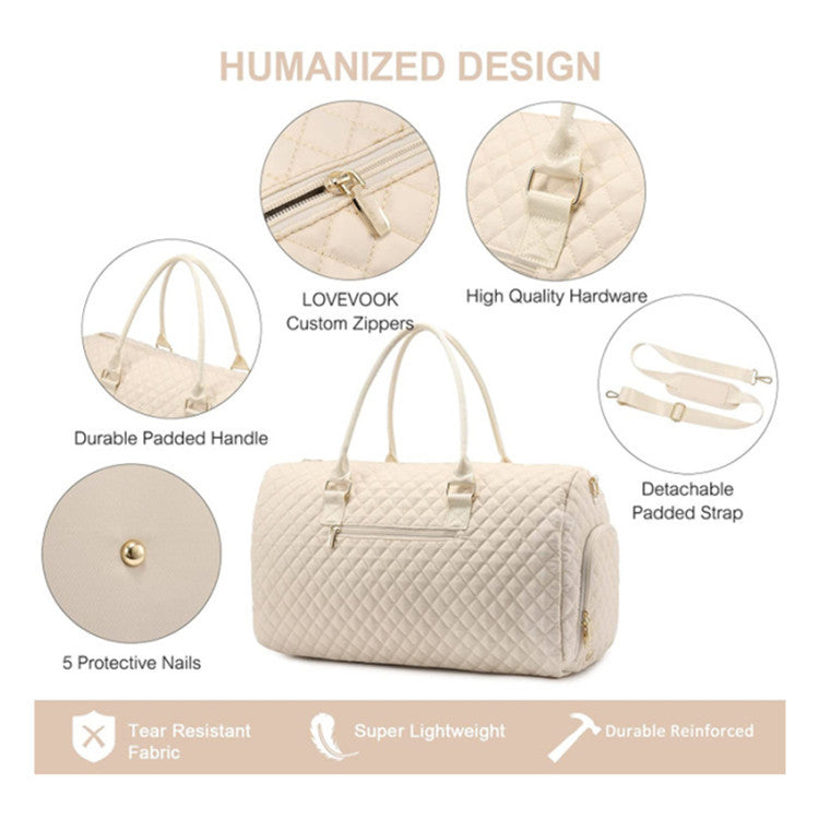 Women's Quilted Travel Bag & Toiletry Set
