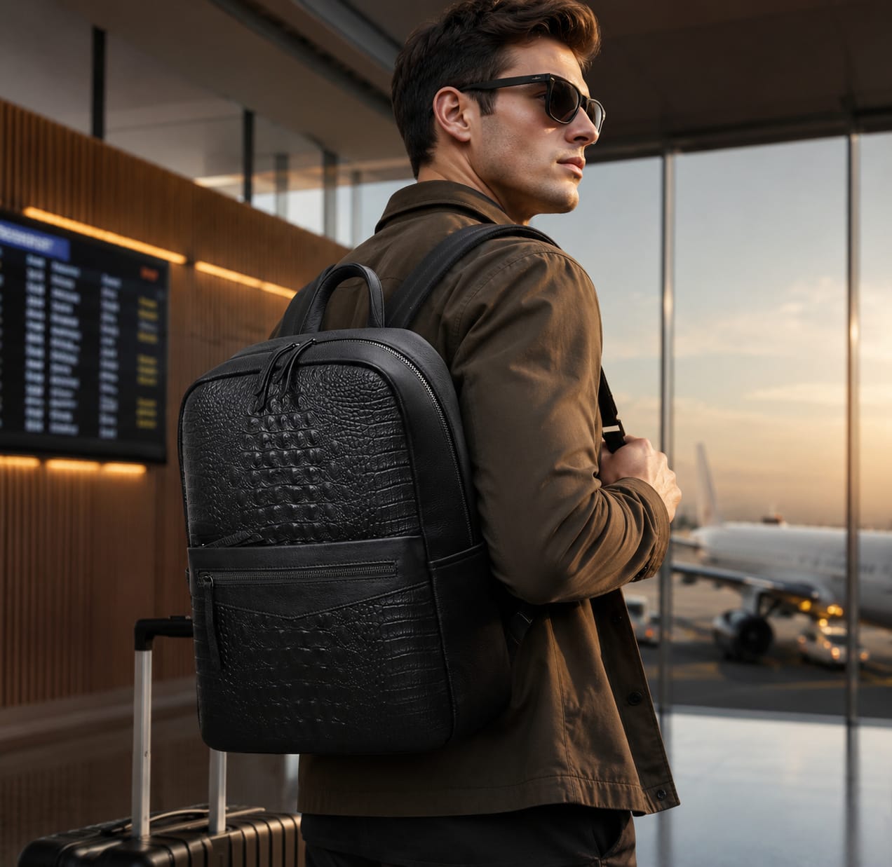 Premium Genuine Leather Men's Travel Backpack