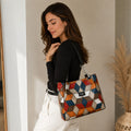 Retro Colorblock Tote Shoulder Bag